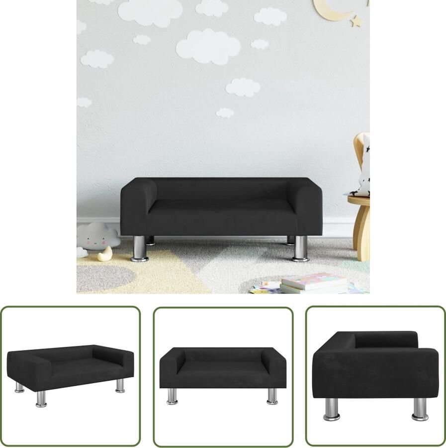 VidaXL Kindermeubel Kinderstoel Kinderbank 70x45x26 5 cm fluweel zwart Kids Bank Minibanc Speelgoed Stoel