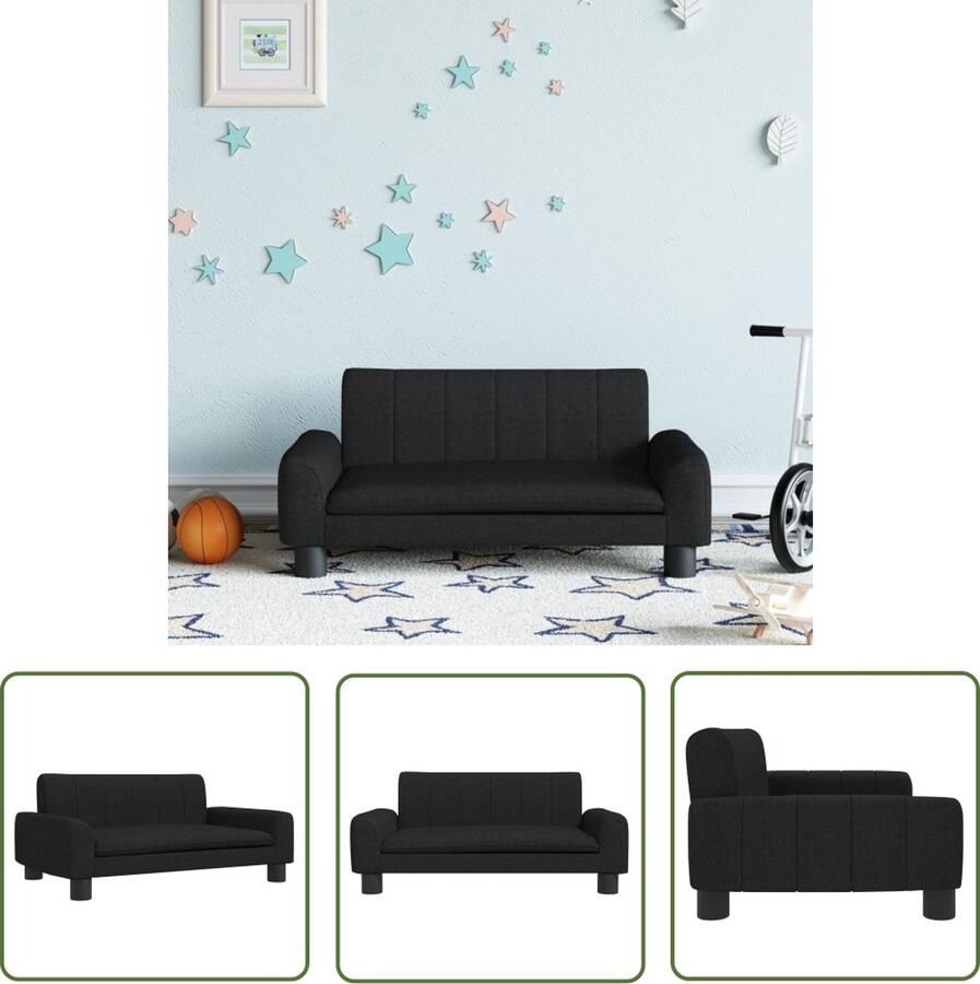 VidaXL Kindermeubel Kinderstoel Kinderbank 70x45x30 cm stof zwart Stoel Voor Kinderen Houten Kinderbank Zwarte Kinderbank