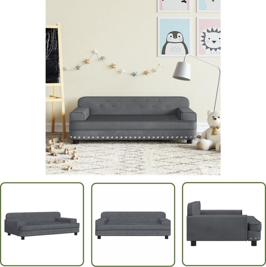 VidaXL Kindermeubel Kinderstoel Kinderbank 90x53x30 cm fluweel donkergrijs Kids Meubels Speelhoek Kinderkamervloer