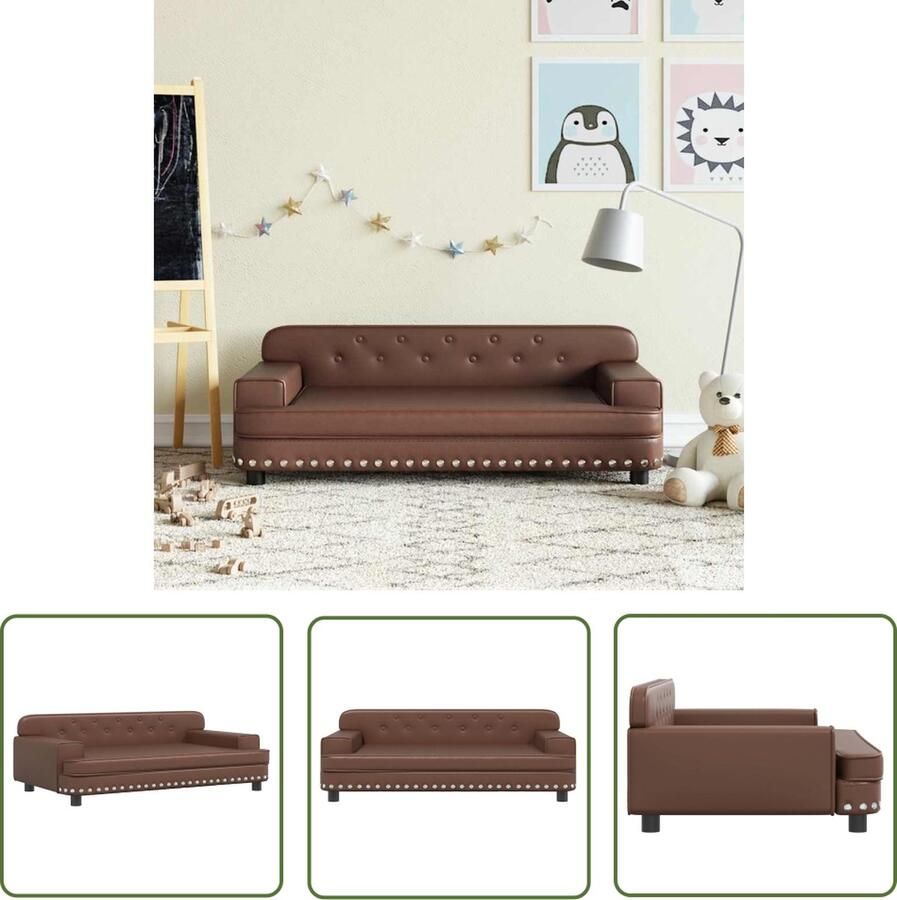 VidaXL Kindermeubel Kinderstoel Kinderbank 90x53x30 cm kunstleer bruin Kinderbank Bruine Kinderbank Houten Kinderbank