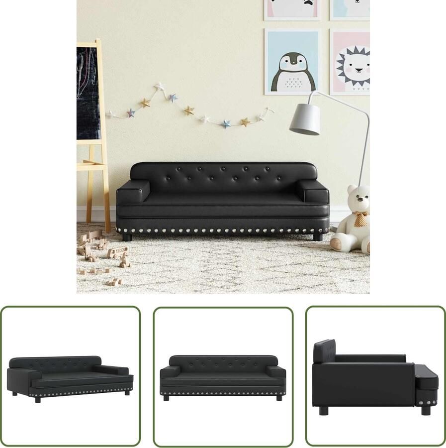 VidaXL Kindermeubel Kinderstoel Kinderbank 90x53x30 cm kunstleer zwart Kids Stoel Kinderzitplaats Kinderbanken