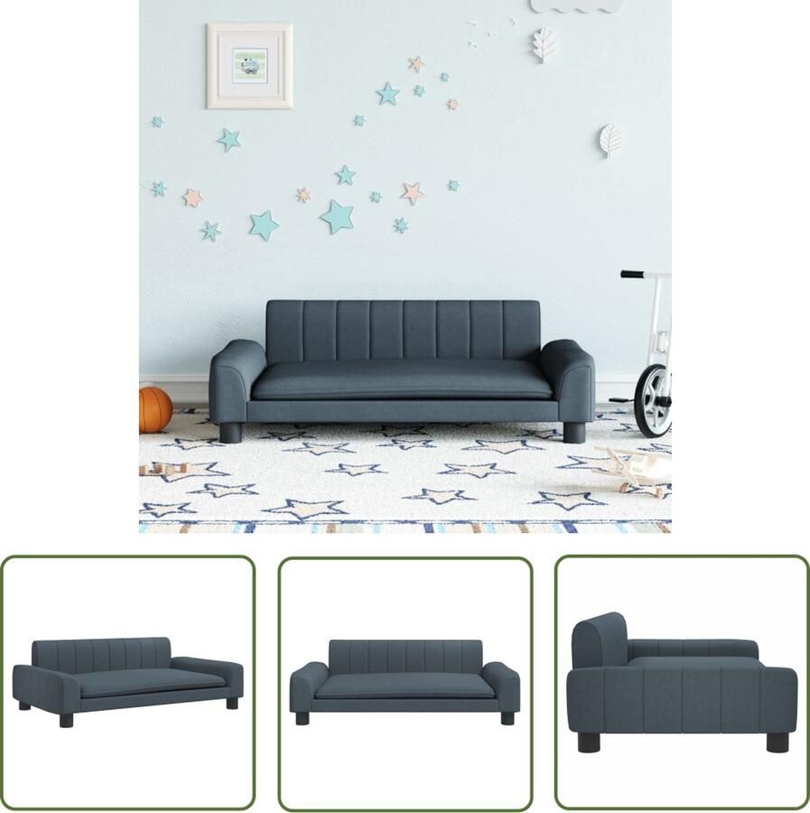 VidaXL Kindermeubel Kinderstoel Kinderbank 90x53x30 cm stof donkergrijs Kinderbankje Houten Stoel Grijs Meubilair