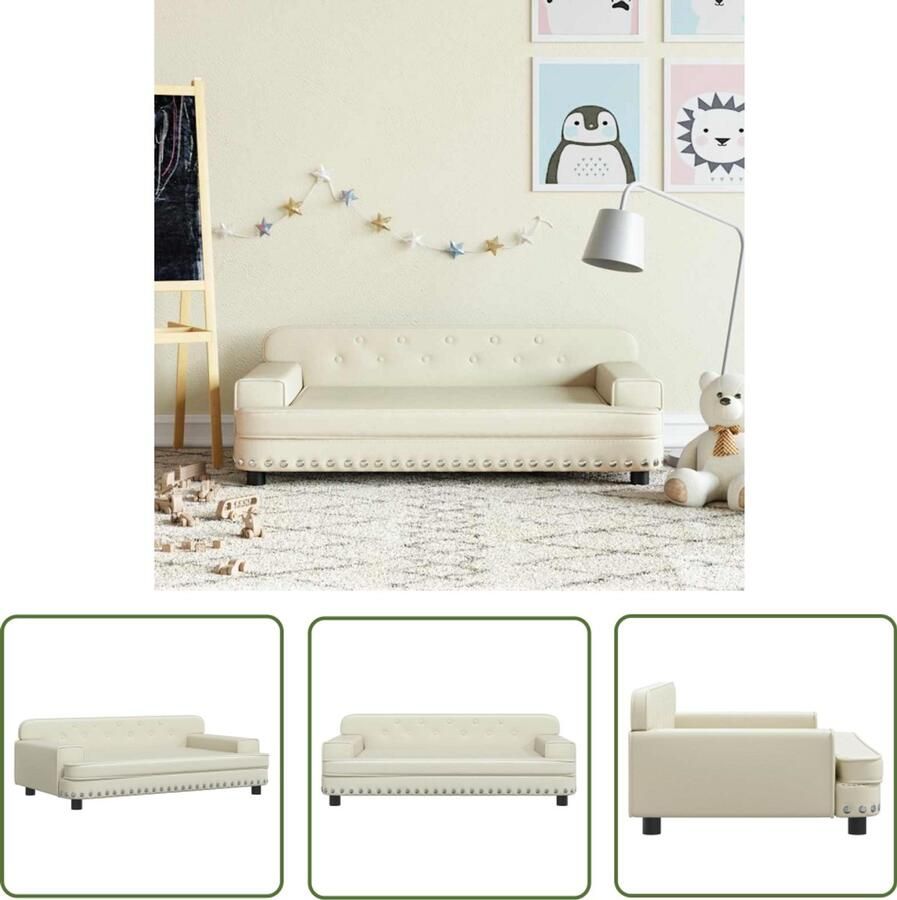 VidaXL Kindermeubelen Kinderstoel Kinderbank 90x53x30 cm kunstleer crèmekleurig Kinderbankjes Kids Bank Speelkamer Meubels