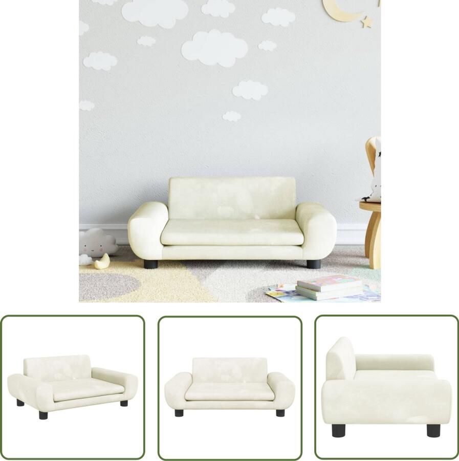 VidaXL Kinderbank 70x45x33 cm fluweel crèmekleurig Kinderbank Kindermeubels Kidsstoel Speelgoedkast Fluweel Stoffen Meubilair