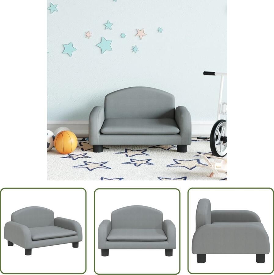 VidaXL Kindermeubels Kinderstoel Kinderbank 50x40x30 cm stof lichtgrijs Kids Meubilair Stoffen Kinderbank Grijs Kinderbank