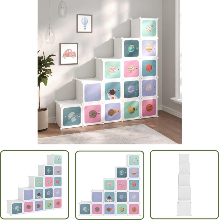 The Living Store kubusopbergkast Kindermeubel Polypropeen Stevig en stabiel Lichtgewicht Ruimtebesparend Georganiseerde opbergruimte Kleurrijk Draagvermogen 10 kg - Foto 2