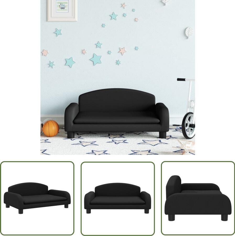 VidaXL Kinderbank 70x45x30 cm stof zwart Kinderbank Kindermeubilair Zwarte Kinderbank Stoffen Kinderbank Houten Kinderbank