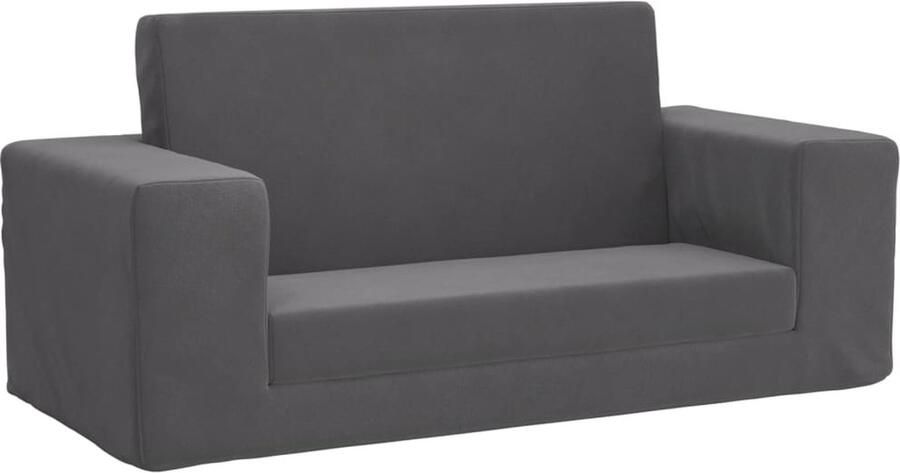 VidaXL Kinderslaapbank 2-zits Zacht Pluche Antraciet Kinderkanapé Kids Sofa Tweepersoons Kinderbed Sleepplek Voor Kinderen Speelplek Voor Kinderen