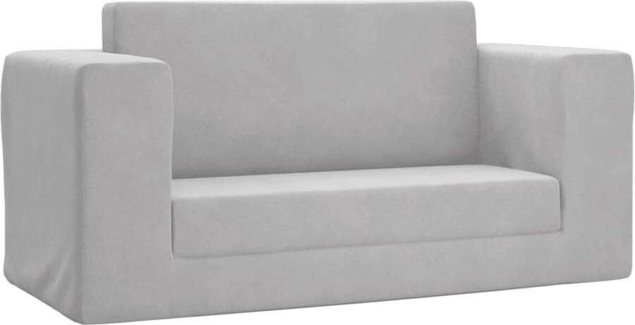 VidaXL Kinderslaapbank 2-zits Zacht Pluche Lichtgrijs