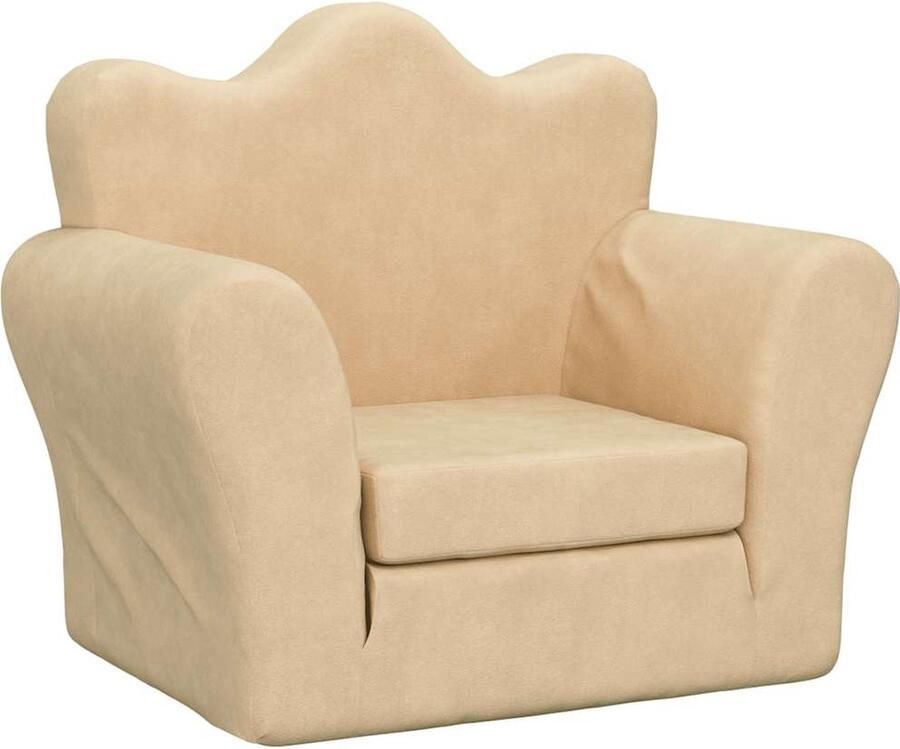 VidaXL Kinderslaapbank zacht pluche crèmekleurig