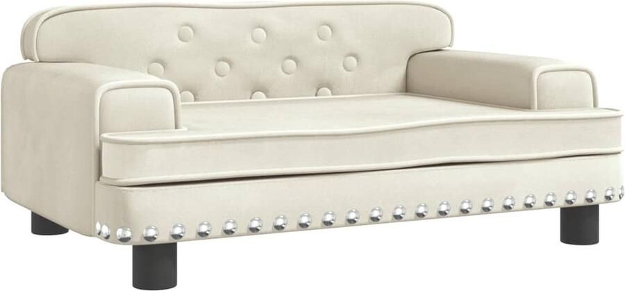 VidaXL Kinderstoel Kinderbank 70x45x30 cm fluweel crèmekleurig Kids Meubilair Houten Kinderbank Kinderzitjes