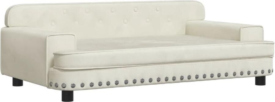 VidaXL Kinderstoel Kinderbank 90x53x30 cm fluweel crèmekleurig Kids Meubels Fluweel Stoffen Zachte Bank