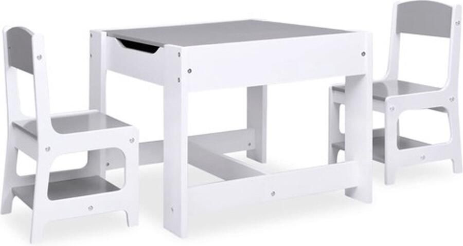 VidaXL Kindertafel met 2 stoelen MDF wit - Foto 3