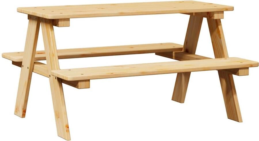 VidaXL Kindertafel met banken 90x79 5x50 cm massief hout