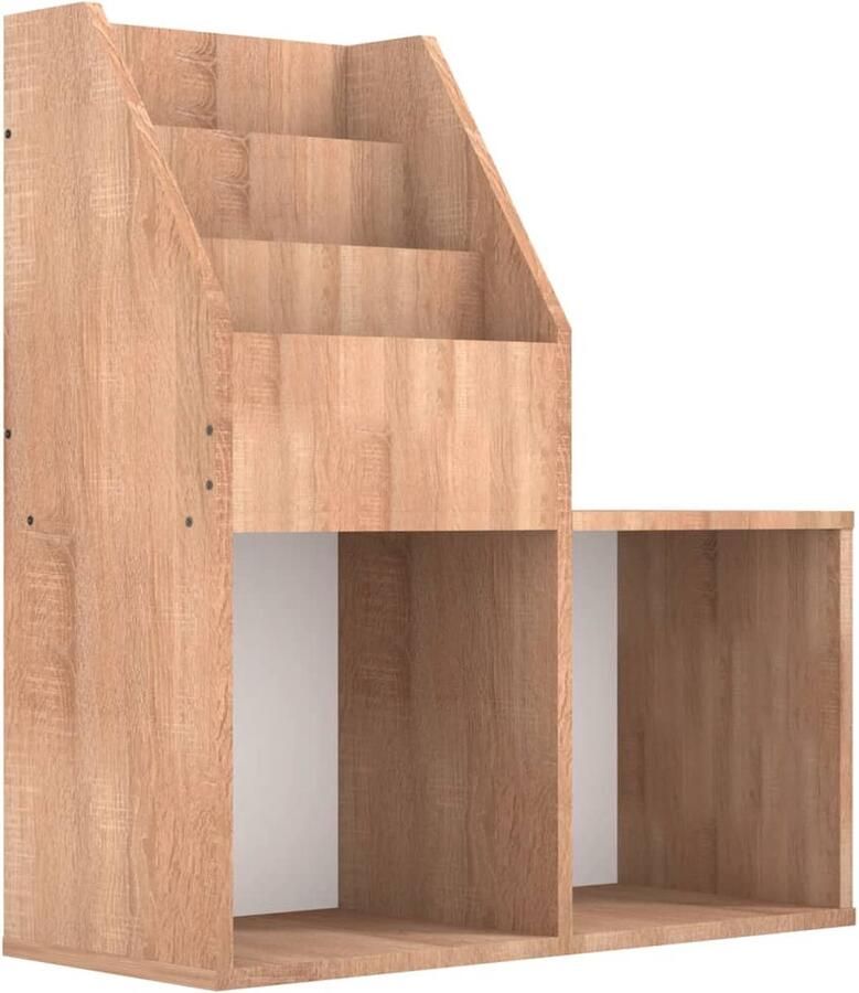 VidaXL Kindertijdschriftenrek 5 Schappen Sonoma Eiken Kindertijdsschriftenrek Boekenkast Houten Kast Kids Meubilair Speelgoedopslag Organisatie Sonoma Eiken Bruine Kast Kinderkamer Decoratie Multifunctionele Kast Opslagruimte