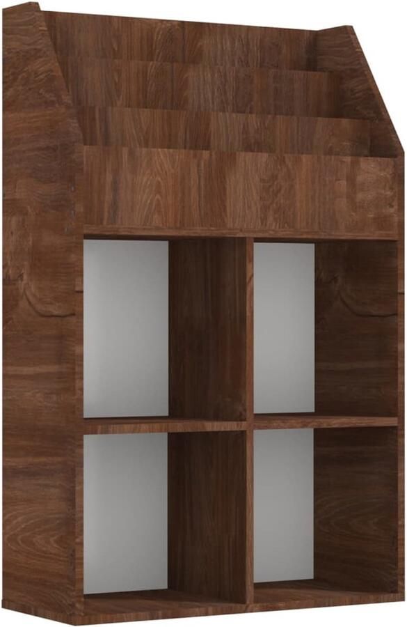 VidaXL Kindertijdschriftenrek 71x30x114 cm Bruineiken Kinderkamer Boekenkast Houten Kast Bruine Kleuren Opslagruimte Kinderspeelgoed