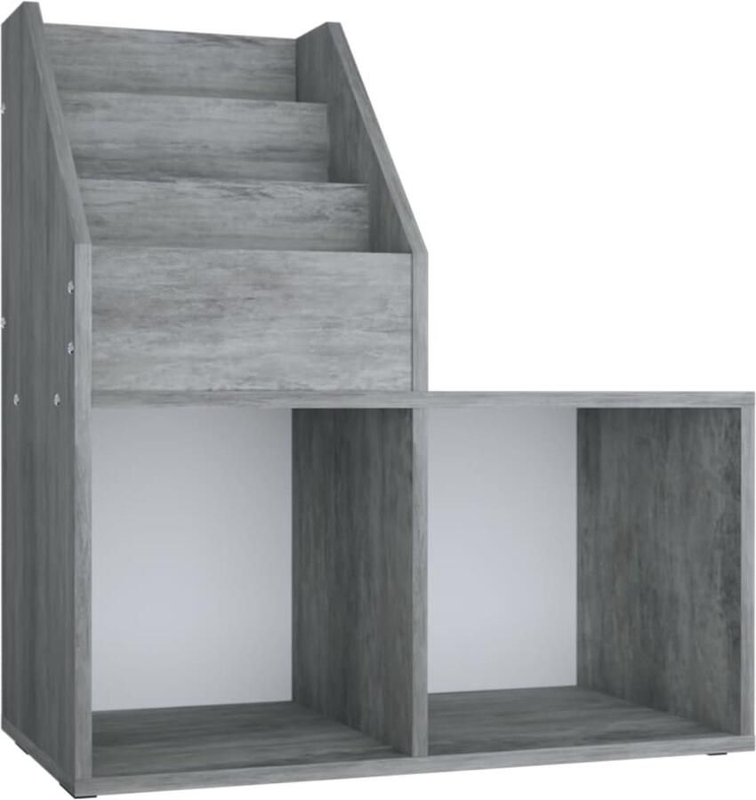VidaXL Kindertijdschriftenrek Betongrijs 5 schappen Kinderboekenschrank Bibliotheek Voor Kinderen Houten Kast Opslagkasten Voor Kinderen Kinderspeelkamer Meubels