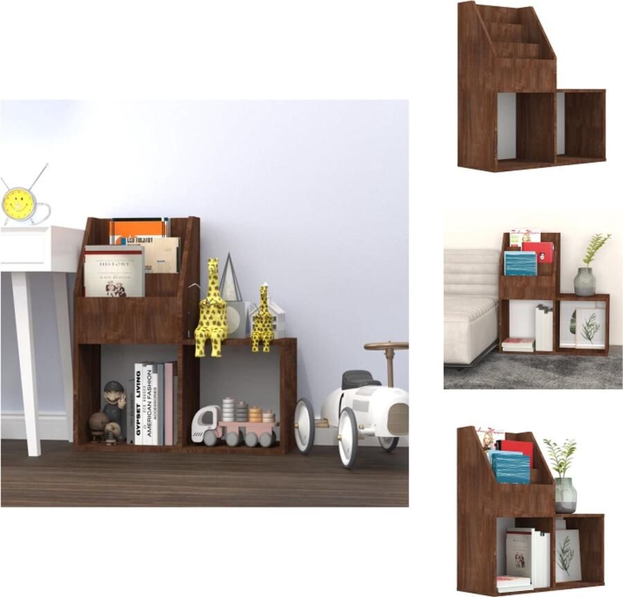 VidaXL Kindertijdschriftenrek Kindertijdschriftenrekken Tijdschriftenrek Voor Kinderen Boekenkast Kindertijdschriftenrek 71x30x78 5 cm bewerkt hout bruineiken