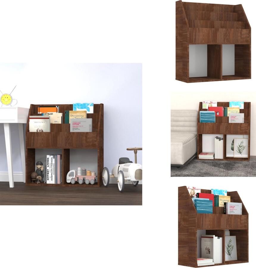 VidaXL Kindertijdschriftenrek Kindertijdschriftenrekken Tijdschriftenrek Voor Kinderen Boekenkast Kindertijdschriftenrek 71x30x78 5 cm bewerkt hout bruineiken