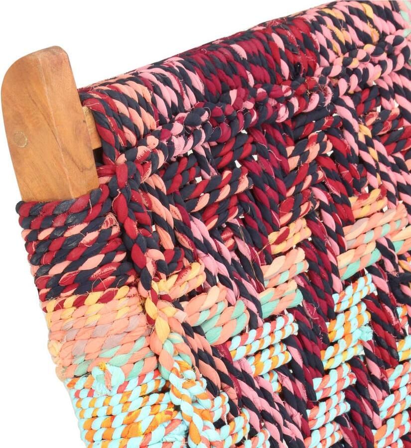 VidaXL Klapstoel Chindi Stof Inklapbaar Handgemaakt Chindi Fauteuil Relaxfauteuil Klapstoel Lounge Stoel Zitbank Tuinstoel Binnenstoel Multikleurige Stoel Handmade Stoel Houten Stoel Comfortabele Stoel - Foto 2