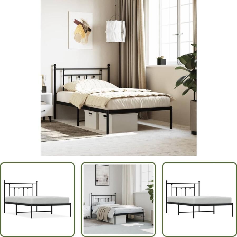The Living Store Bedframe Klassiek Metaal Een robuust bedframe voor extra comfort en opbergruimte 207 x 112 x 90 cm Zwart Staal Robuust Bed Frame Klassiek Bed Frame Metalen Bed Frame Zwarte Bed Frame Tweepersoons Bed Frame