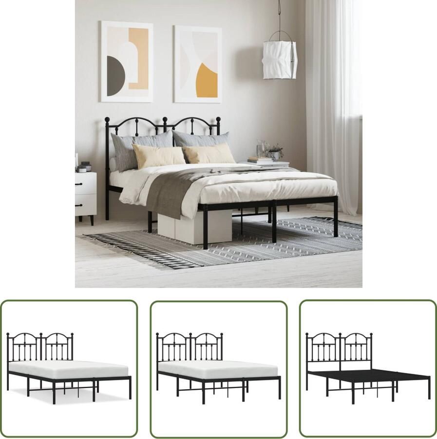 The Living Store Bedframe Klassiek Metaal 196x125x97 cm Zwart Robuust en Comfortabel Robuust Bed Frame Klassiek Bed Frame Metalen Bed Frame Zwarte Bed Frame Tweepersoons Bed Frame