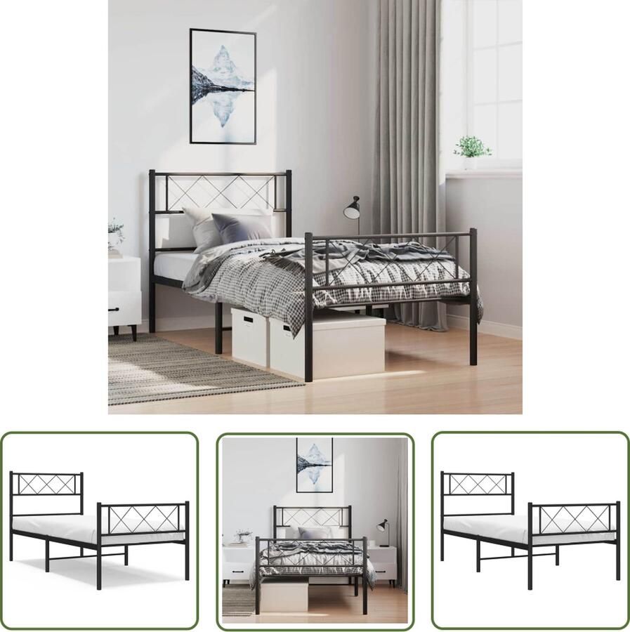 The Living Store Metalen Bedframe Klassieke Logeerbed 207 x 104.5 x 90 cm Zwart Metalen Bed Frame Klassiek Bed Logeerbed Zwarte Bed Boxspring Bed