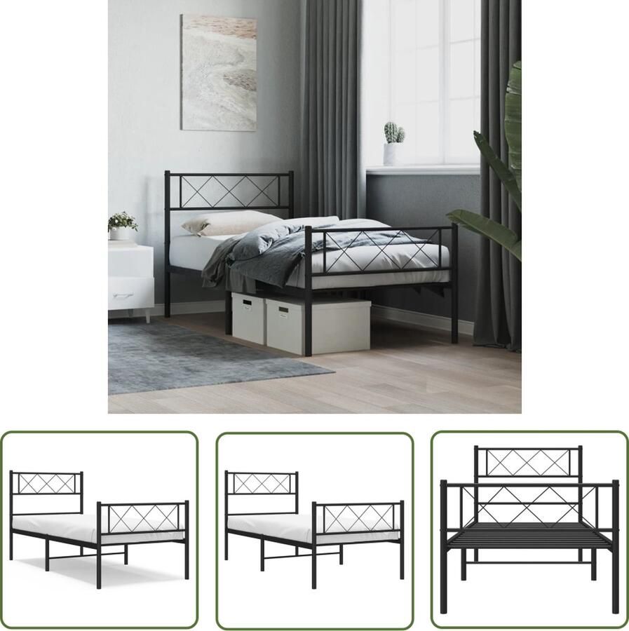 The Living Store Metalen Bedframe Classic 207 x 112 x 90 cm Robuuste constructie Metalen Bed Frame Klassiek Bed Staal Bedframe Boxspring Bed Tweepersoons Bed