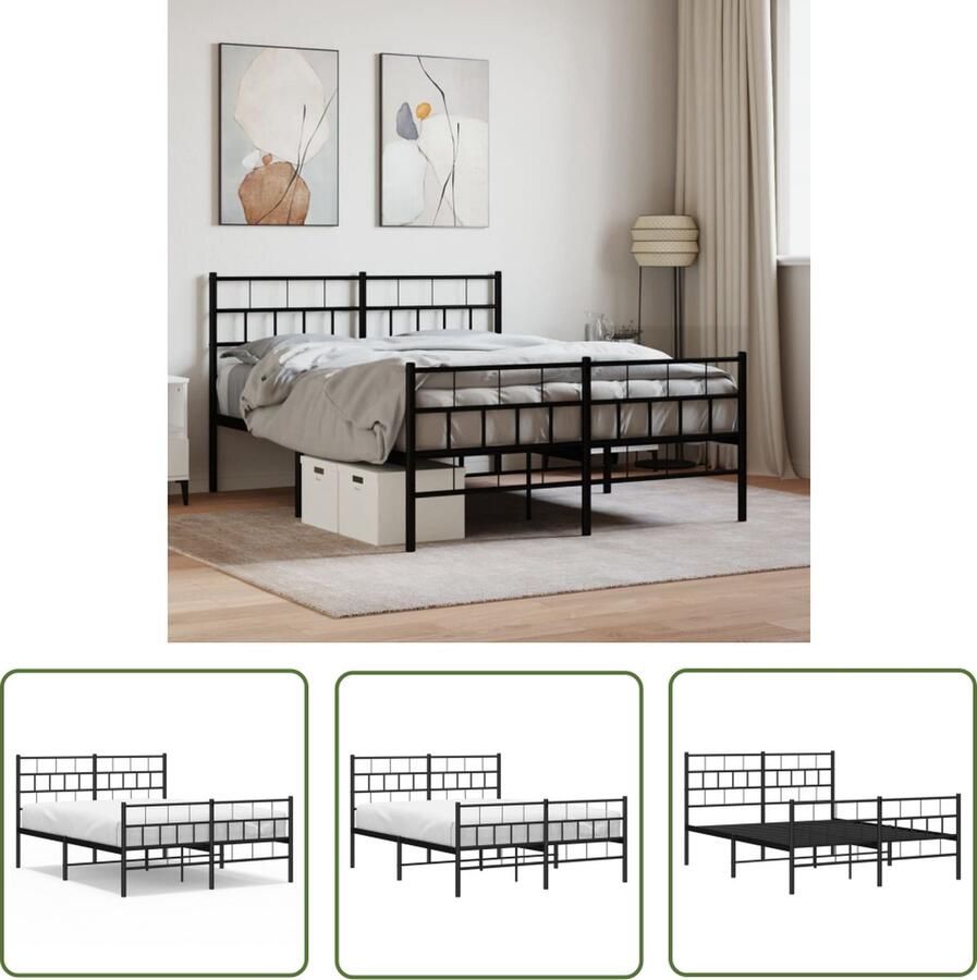 The Living Store Bedframe Klassiek metalen 196x125x90 cm Robuuste constructie Metalen Bed Frame Klassiek Bed Staal Bedframe Boxspring Bed Tweepersoons Bed