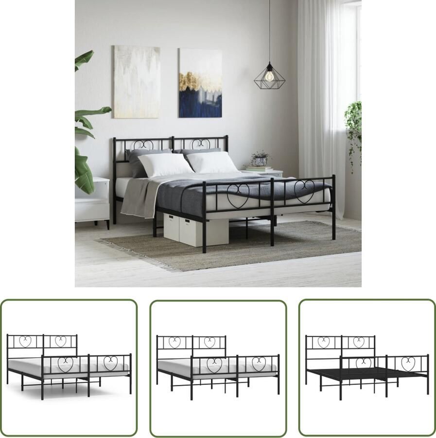 The Living Store Bedframe Klassiek Metalen Constructie Met Extra Opbergruimte 207x125x90 cm Metalen Bed Frame Klassiek Bed Boxspring Bed Slaapcomfort Staal Bedframe