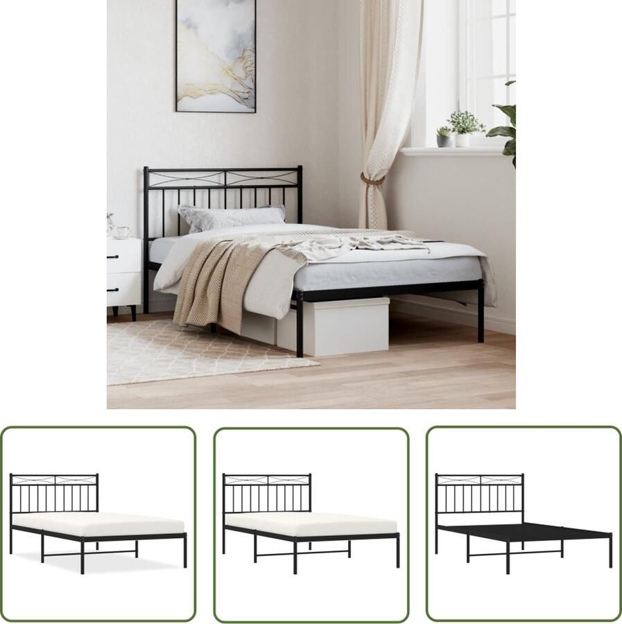 The Living Store Bedframe Metaal Klassiek 207 x 112 x 91 cm Zwart Metalen Bedframe Klassiek Bed Staal Bedframe Boxspring Bed Tweepersoons Bed