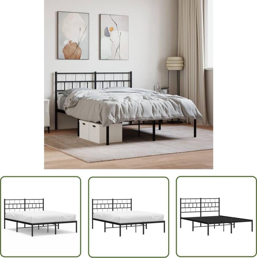 The Living Store Klassiek Metalen Bedframe 196 x 146 x 90 cm Robuuste Constructie Metalen Bedframe Klassiek Bed Robuust Bed Met Hoofdbord Boxspring Bed