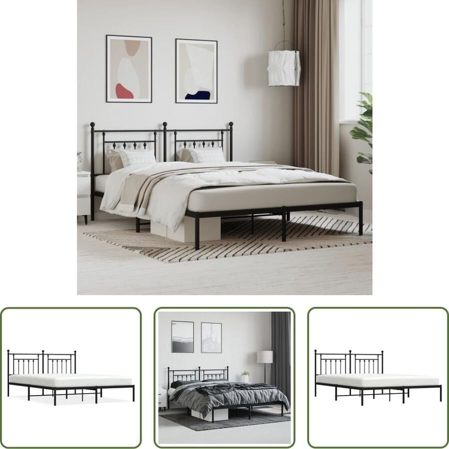 The Living Store Bedframe Klassiek Metaal 207 x 166 x 97 cm Zwart Metalen Bedframe Klassiek Bed Zwart Bed Boxspring Bed Slaapcomfort