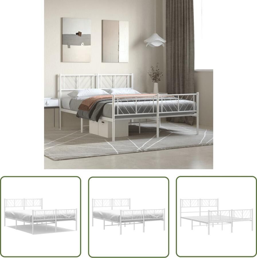 The Living Store Bedframe Klassiek Metaal 207 x 166 x 90 cm Robuust en Stijlvol Robuust Bed Frame Klassiek Bed Metalen Bed Wit Bed Staal Bed