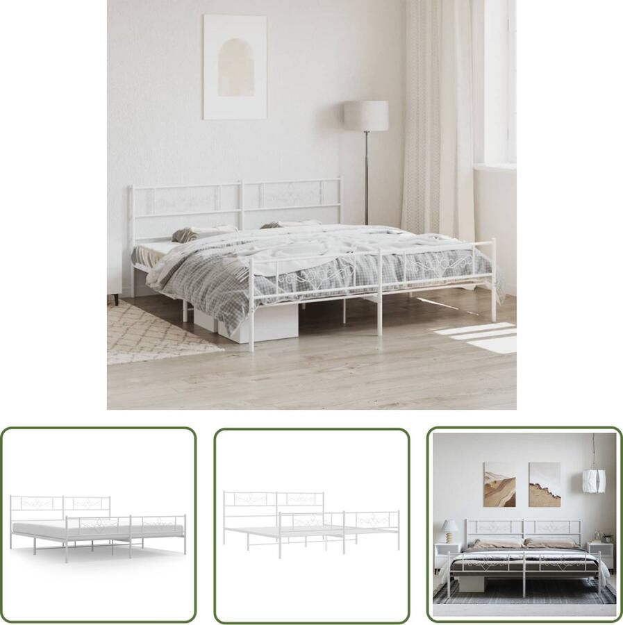 The Living Store Bedframe Klassiek design Robuust en elegant Metaal 219x187x90 cm Robuust Bed Frame Klassiek Bed Elegante Bed Metalen Bedframe Tweepersoons Bed