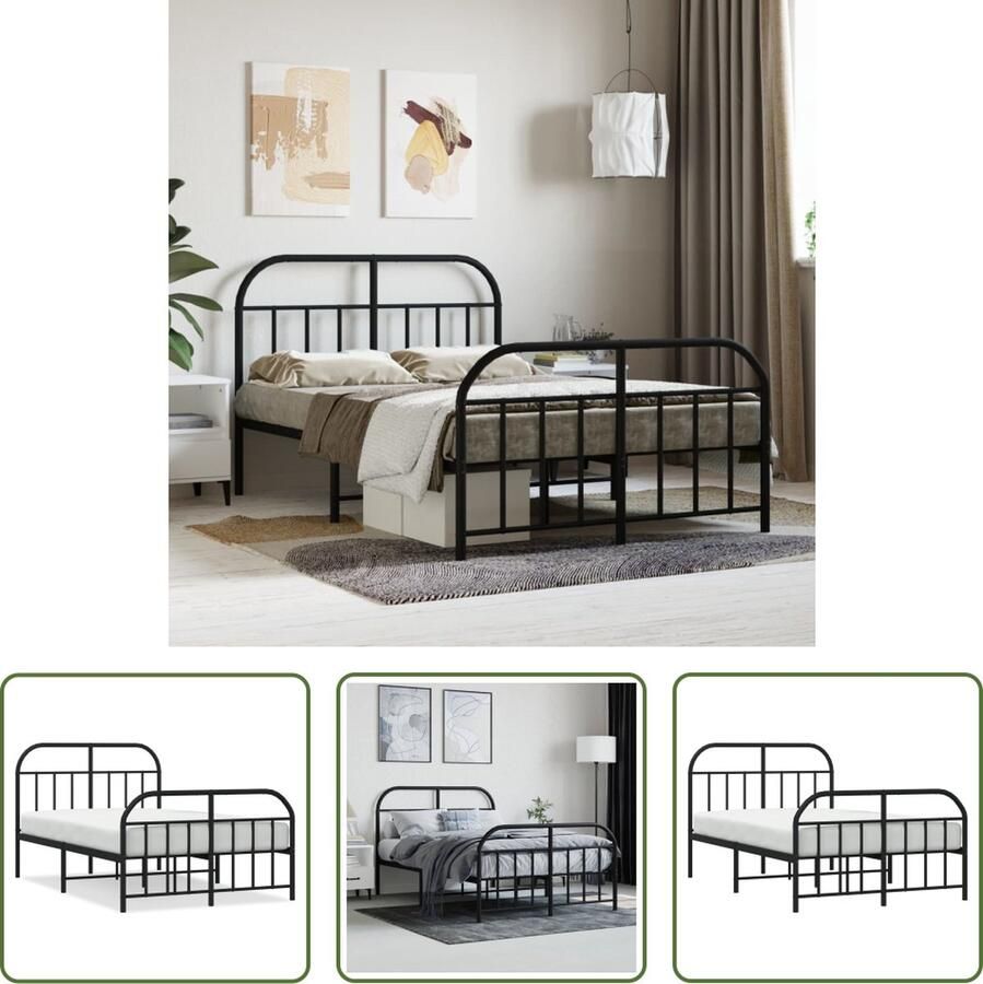 The Living Store Bedframe Klassiek Metalen Constructie Robuust 196 x 125 x 100 cm Zwart Robuust Bed Frame Klassiek Bed Metalen Bedframe Staal Bedframe Boxspring Frame