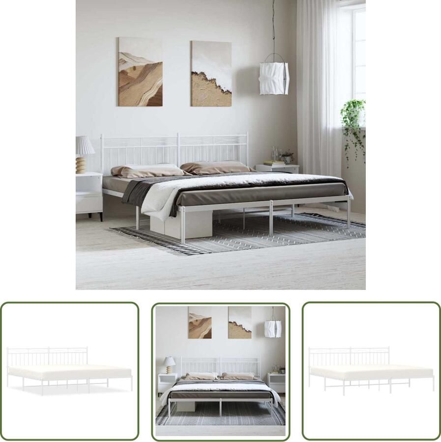 The Living Store Bedframe Klassiek Metaal 207 x 198 x 91 cm Robuust en Comfortabel Robuust Bed Frame Klassiek Bed Metalen Bedframe Staal Bedframe Bed Met Hoofdbord