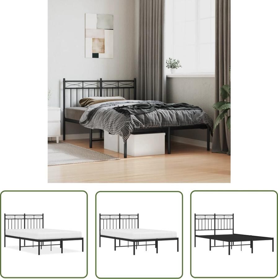 The Living Store Bedframe Klassiek Matras 120x200 cm Robuuste metalen constructie Extra opbergruimte Comfortabele ondersteuning Zwart 207x125x91 cm Robuust Bed Frame Klassiek Bed Metalen Bedframe Zwarte Bed Tweepersoons Bed