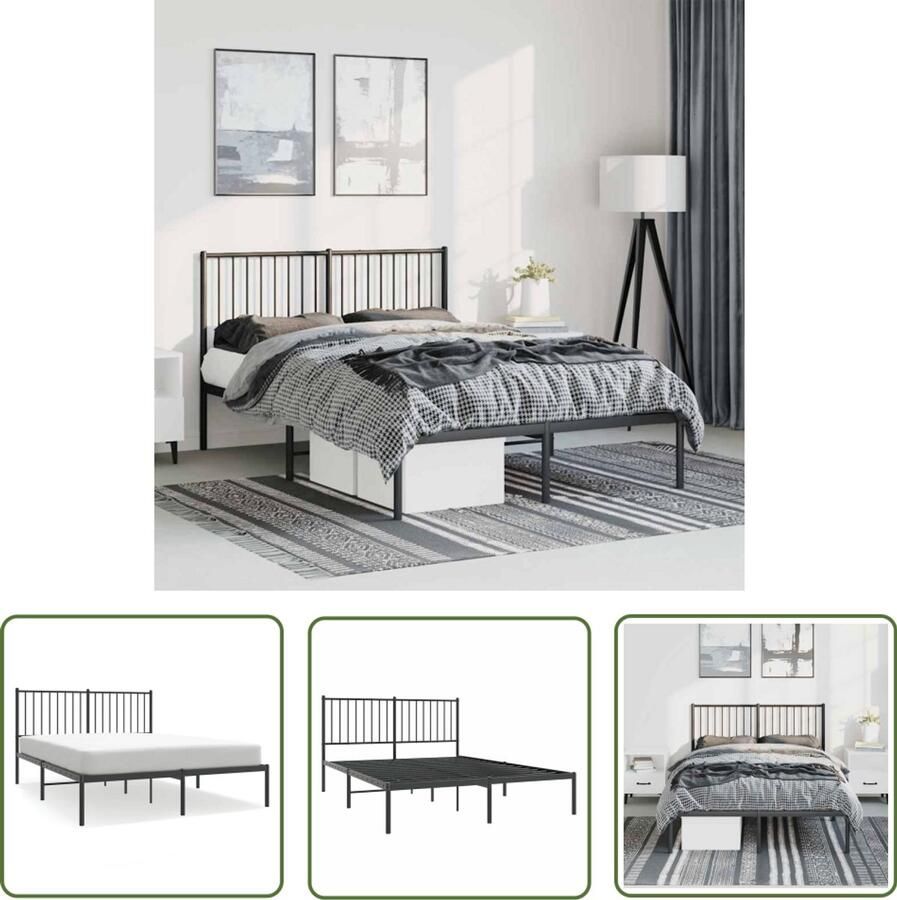 The Living Store Bedframe Klassiek Metaal 196x142x90.5cm Robuust Zwart Robuust Bed Frame Klassiek Bed Metalen Bedframe Zwarte Bed Slaapcomfort - Foto 2