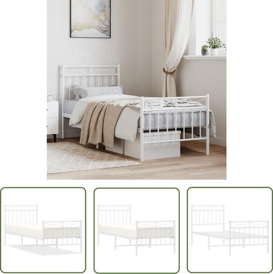 The Living Store Bedframe Klassiek Staal 207 x 85 x 91 cm Robuust en Functioneel Robuust Bedframe Klassiek Bed Staal Bedframe Wit Bedframe Slaapkamer Meubels