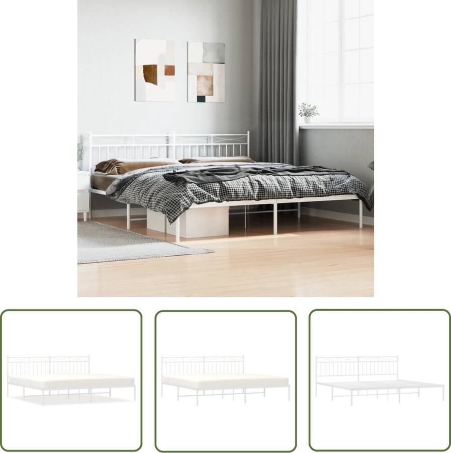 The Living Store Bedframe Klassiek Robuust 207 x 206 x 91 cm Wit Robuust Bed Frame Klassiek Bedframe Houten Bed Frame Tweepersoons Bed Wit Bed Frame