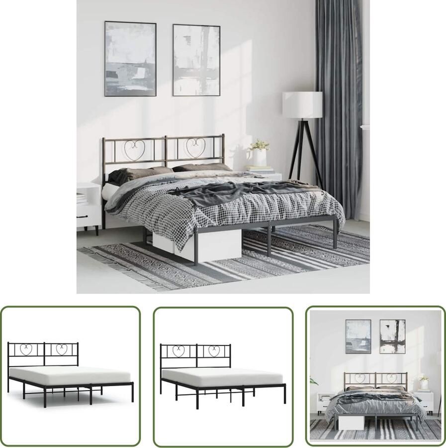 The Living Store Bedframe Klassiek Staal 196 x 142 x 90 cm Robuust en Comfortabel Robuust Bed Frame Klassiek Bedframe Staal Bedframe Zwarte Bedframe Tweepersoons Bedframe