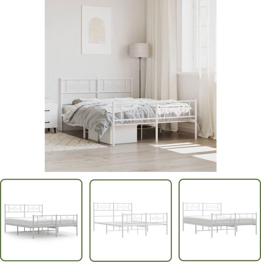 The Living Store Bedframe Klassiek Metaal Wit 207x125x90 cm Robuust en functioneel Robuust Bedframe Klassiek Bedframe Metalen Bedframe Wit Bedframe Slaapcomfort