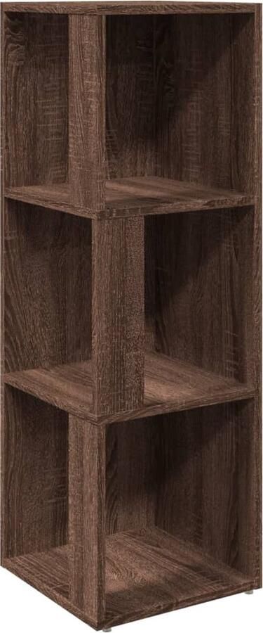 The Living Store Hoekkast 33x33x100 cm bewerkt hout bruin eikenkleur Hoekkast Klassiek Bruin Houten Kast Opbergkast