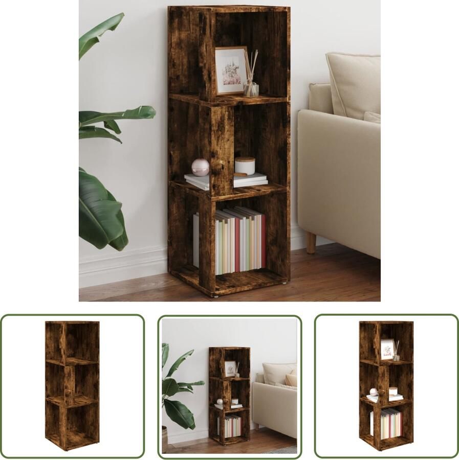 The Living Store Hoekkast Klassiek Opbergkast 33 x 33 x 100 cm Gerookt eiken Hoekkast Klassiek Opbergkast Bruine Kleur Houten Kast - Foto 2