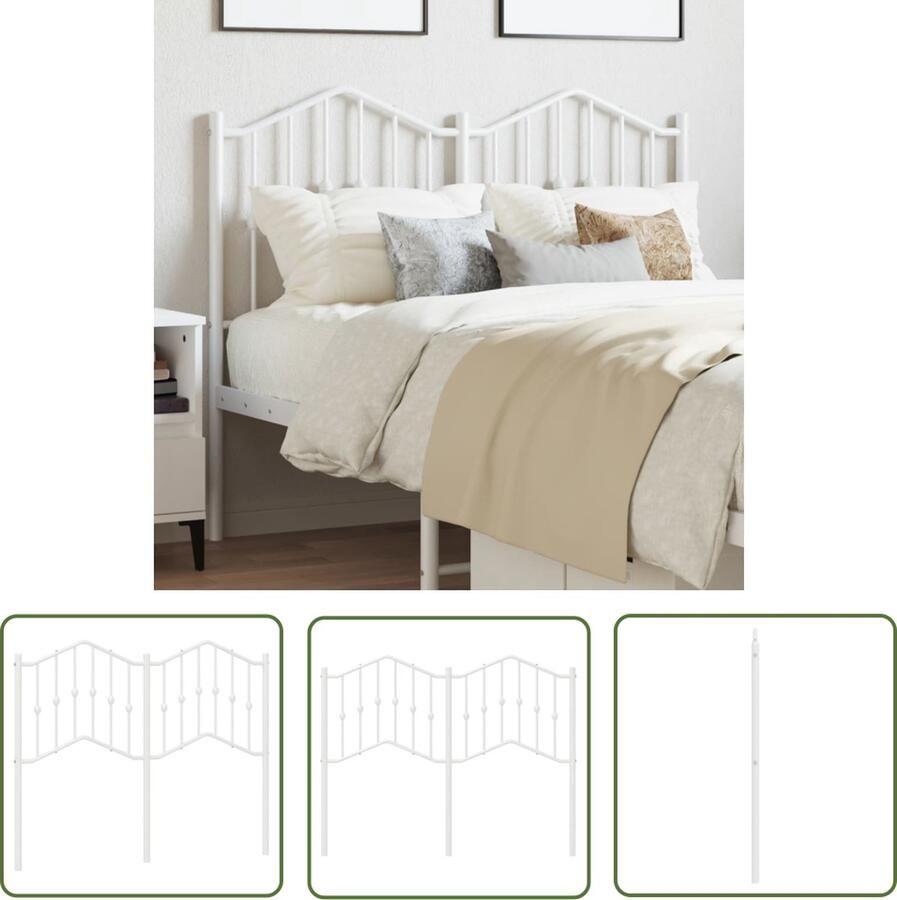 The Living Store Klassiek Hoofdbord Staal 125 x 4 x 98 cm Wit Hoofdbord Klassiek Hoofdbord Staal Hoofdbord Witte Hoofdbord 120 Cm