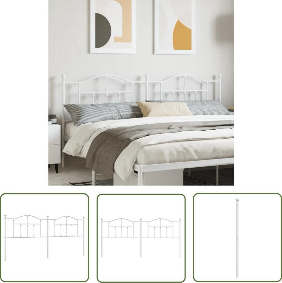 The Living Store Klassiek Hoofdbord Staal 206 x 3 x 97 cm Wit Hoofdbord Klassiek Hoofdbord Staal Hoofdbord Wit Hoofdbord Beddecoratie