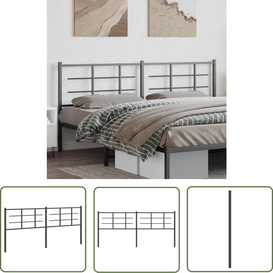The Living Store Klassiek Hoofdbord 206 x 90 cm Robuuste metalen constructie Hoofdbord Klassiek Hoofdbord Metalen Hoofdbord Zwarte Hoofdbord Beddecoratie