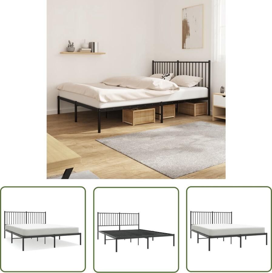The Living Store Bed Frame Klassiek Metaal Zwart 207x166x90.5 cm Geen Matras Inbegrepen Metalen Bed Frame Klassieke Bedstede Zwart Bedframe King Size Bed Boxspring Bed
