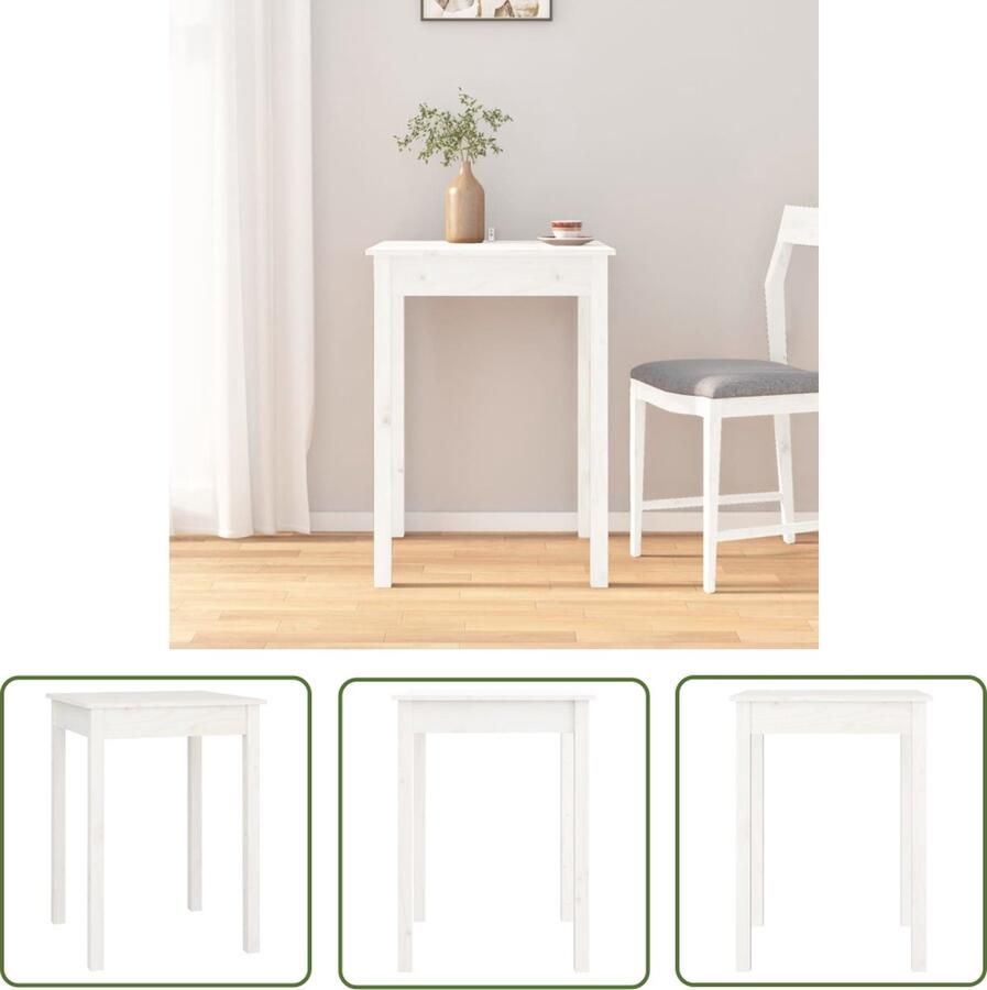 The Living Store Klassieke eettafel Massief grenenhout 55x55x75 cm Wit Eettafel Klassieke Eettafel Grenenhouten Eettafel Witte Eettafel Kleine Eettafel